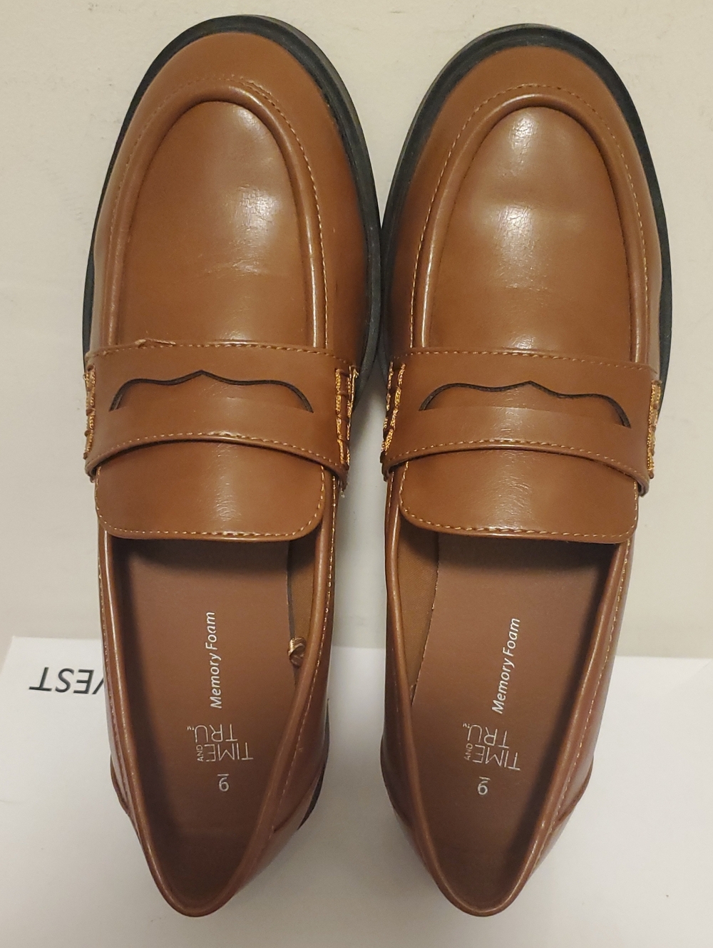 Time and Tru Men's Tan Slip-On Penny Loafers